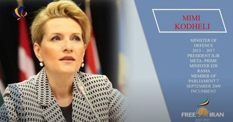 Mimi Kodheli, Minister of Defence of Albania (2013–2017) addressed the Free Iran World Summit