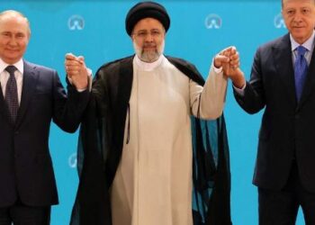 -Iranian President Ebrahim Raisi met Russian President Vladimir Putin and Turkish President Recep Tayyip Erdogan in Tehran last month (Picture Sergei SavostyanovSputnikAFP via Getty Images)